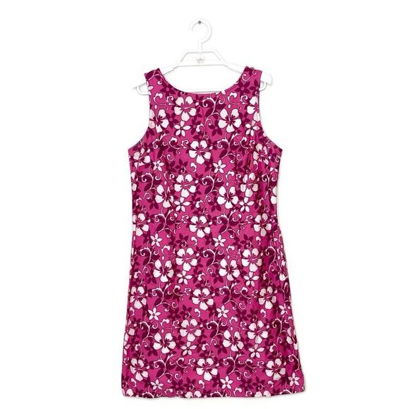 Vtg Women's Pink HIBISCUS Flower Tank Sun Dress 90's Y2k Beach Surf Aloha Sz M - Picture 1 of 5